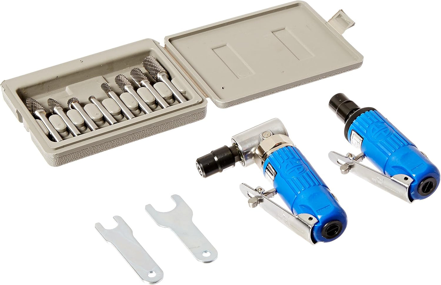 Astro Pneumatic Tool 1221 Composite Body 1/4" 90° Die Grinder, Mini Die Grinder AND 8pc. Double Cut Carbide Rotary Burr Set