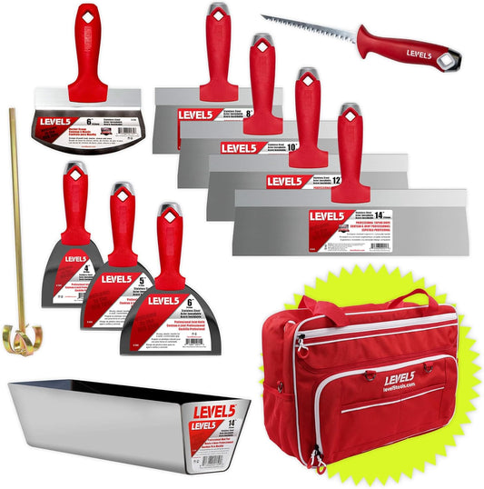 Starter Hand Tool Set W/Bag - Joint & Taping Knives, Mixer, Jab Saw, Mud Pan + Free Bag | 5-682