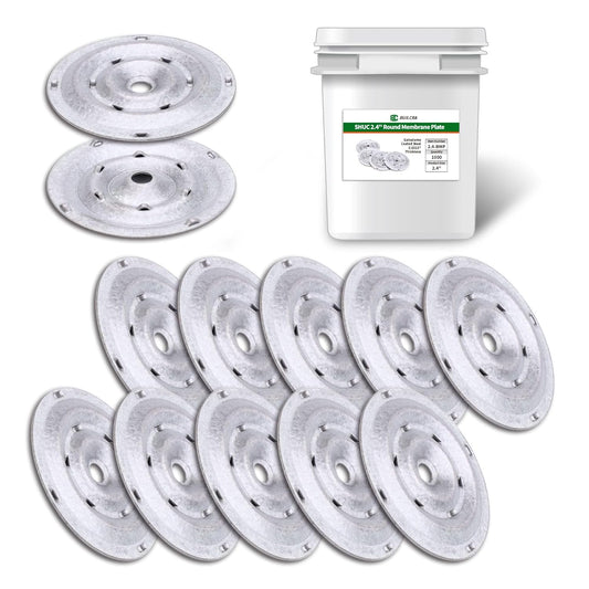 BUILCRA Barbed Seam Plates - 1,000Pc Roofing Insulation Plates with Self Drilling Screws - Aluminized Zinc Plates for Steel and Wood Roof Decks - Essential Metal Roofing Tools