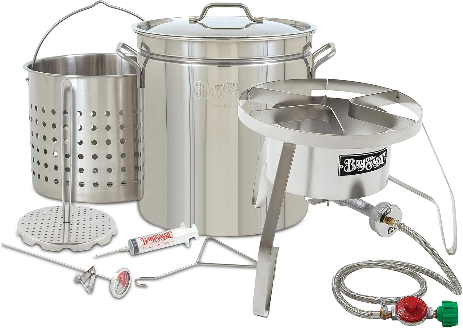 OVERSIZED BIG Turkey Fryer Complete Kit 44 Quart Stainless Stockpot w/Steel Burner Turkeys 25+ Pounds or Diameter of 13.5" TOP OF THE LINE MODEL