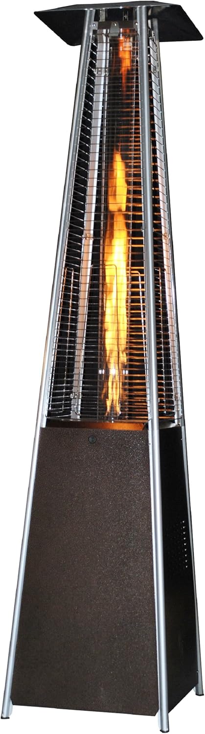 SUNHEAT International (SUNH0) Contemporary Square Design Portable Propane Patio Heater with Decorative Variable Flame, Golden Hammered