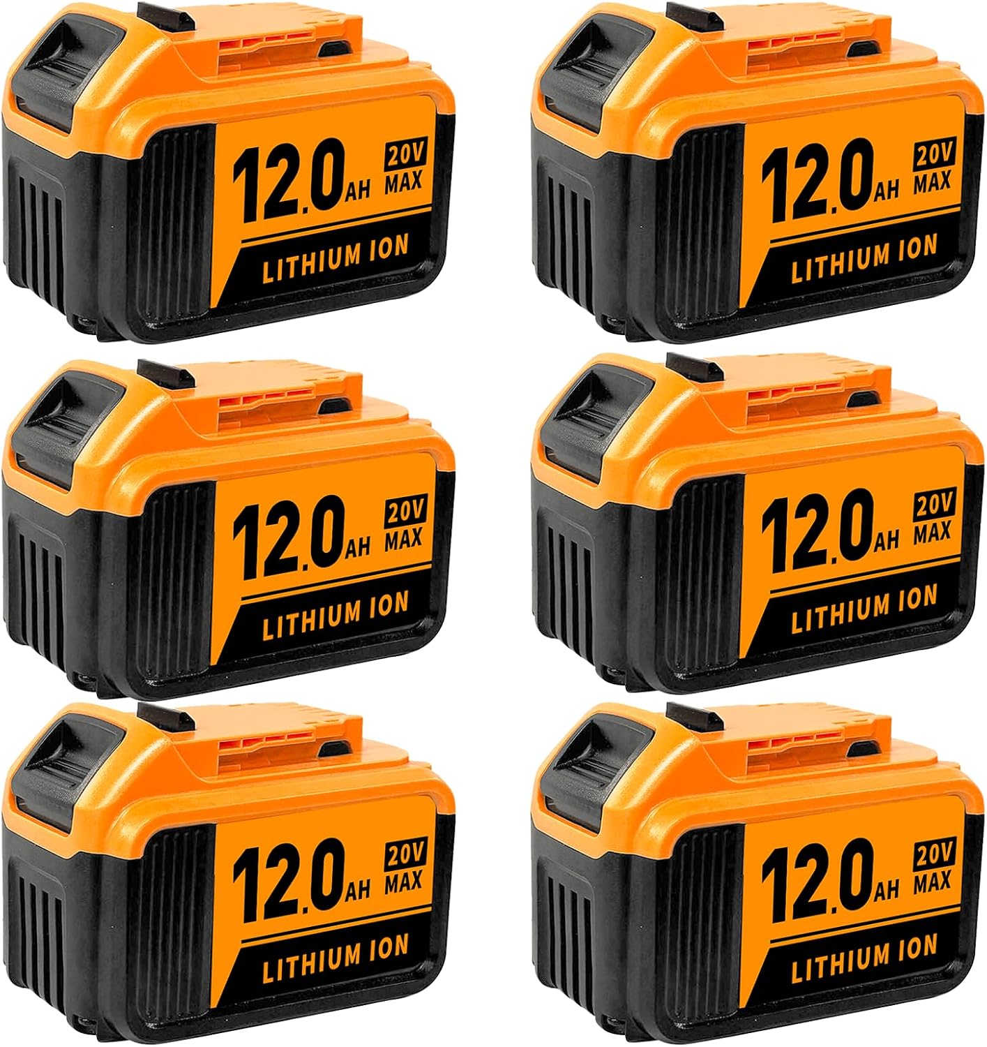 Dxotovs 6Pack 20V 12.0Ah Replace for Dewalt 20v Max Battery Compatible with Dewalt 20v Battery DCB200 DCB203 DCB206 Series Cordless Power Tools