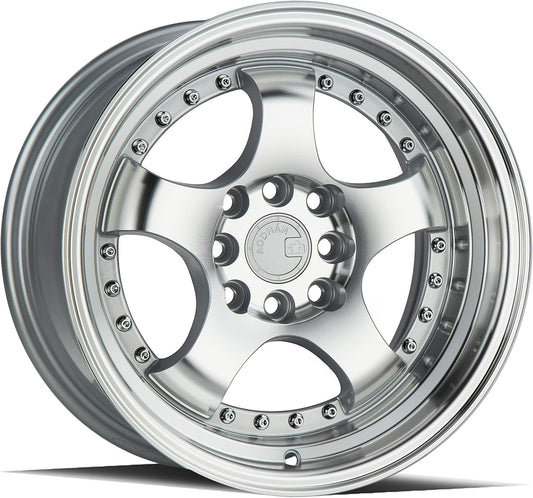 AodHan Wheels Rim AH-03 15x8 4x100/114.3 73.1CB +20 SILVER MACHINED FACE AND LIP