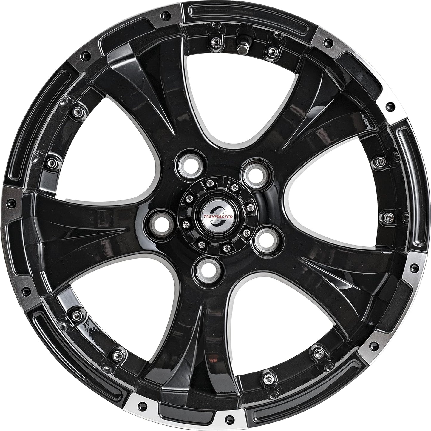15x5 5x4.5 - Viking Series Machined Lip and Face Gloss Black Aluminum Trailer Wheel with Black Cap *Trailer Use Only