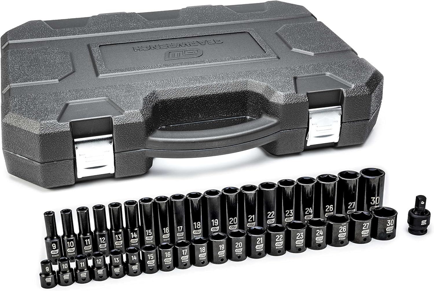 GEARWRENCH 39 Piece 1/2inch Drive 6 Point Impact Socket Set, Standard & Deep, Metric - 84948N