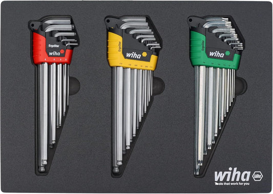 Wiha 66979 35 Piece ErgoStar L-Key Tray Set - Hex Metric, Hex SAE, Torx
