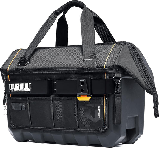 ToughBuilt - Massive Mouth 20" Tool Bag, Heavy-Duty Wide-Opening Tool Bag with Hard Body Construction, Reinforced Handles, Shoulder Strap, and 38 Pockets