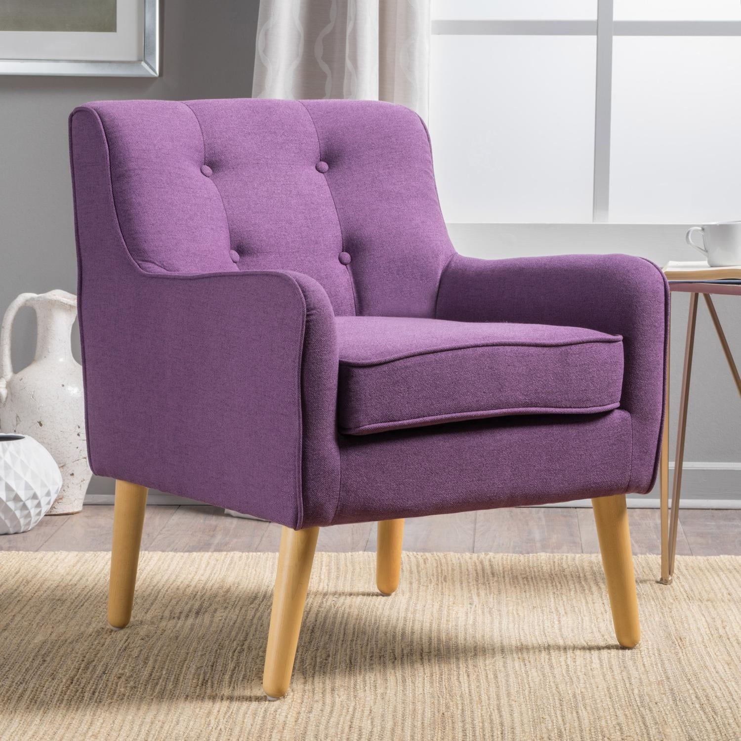 Accent Chair,Modern Arm Chair,Mid Century Upholstered Club Armchair,Comfy Single Lounge Sofa for Living Room,Purple