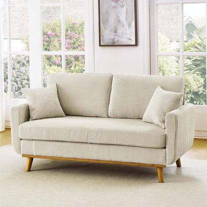 Aukfa 68" Small Sofa Couch Comfy Mid Century Modern Loveseat Sofa for Living Room Bedroom, Cream