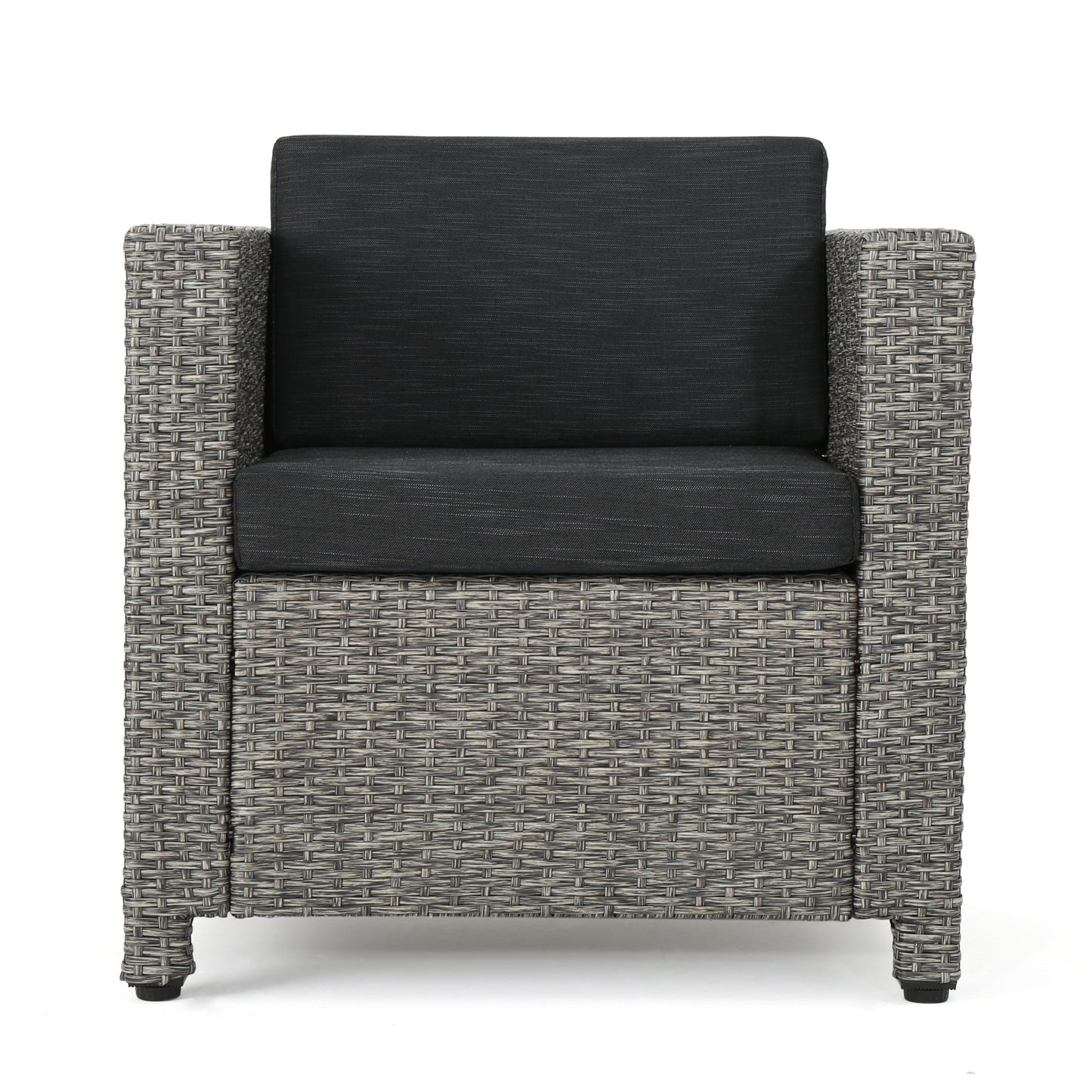 Cascada Outdoor Wicker Club Chair with Cushions, Mixed Black, Dark Grey