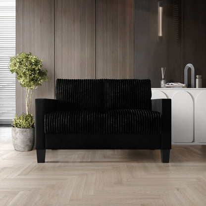 Castle Place Contemporary Corduroy Velvet Loveseat, Light Blue