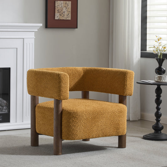 Christopher Knight Home Modern Boucle Upholstered Accent Chair, Lounge Chair with Solid Wood Legs, Yellow
