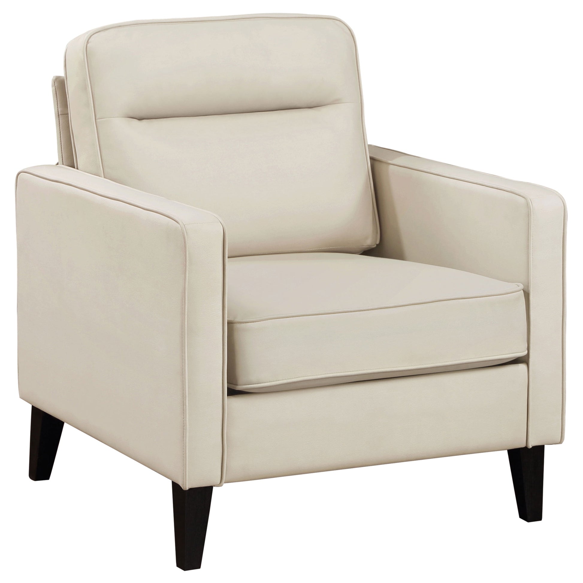 Coaster Jonah Faux Leather Upholstered Track Arm Accent Club Chair Ivory