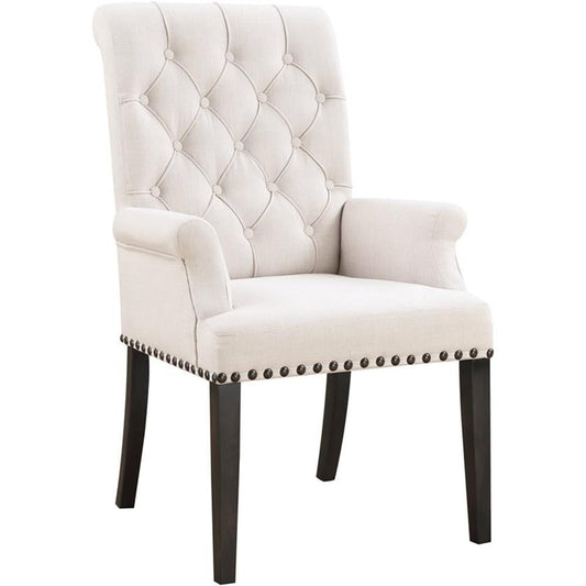 Alana Upholstered Arm Chair Beige and Smokey Black