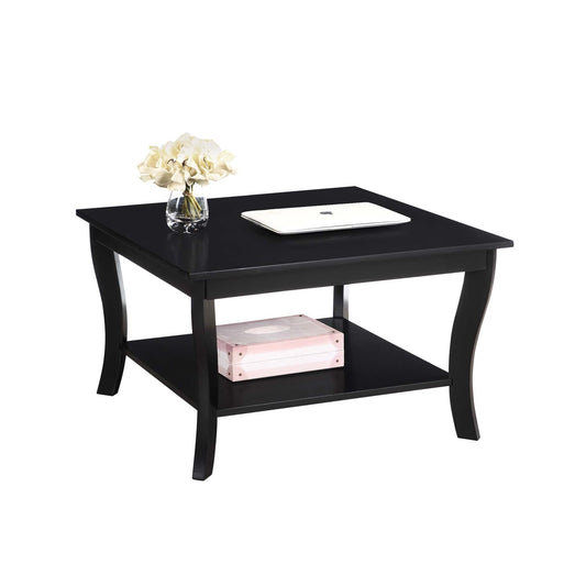 Convenience Concepts American Heritage Square Coffee Table in Black Wood Finish