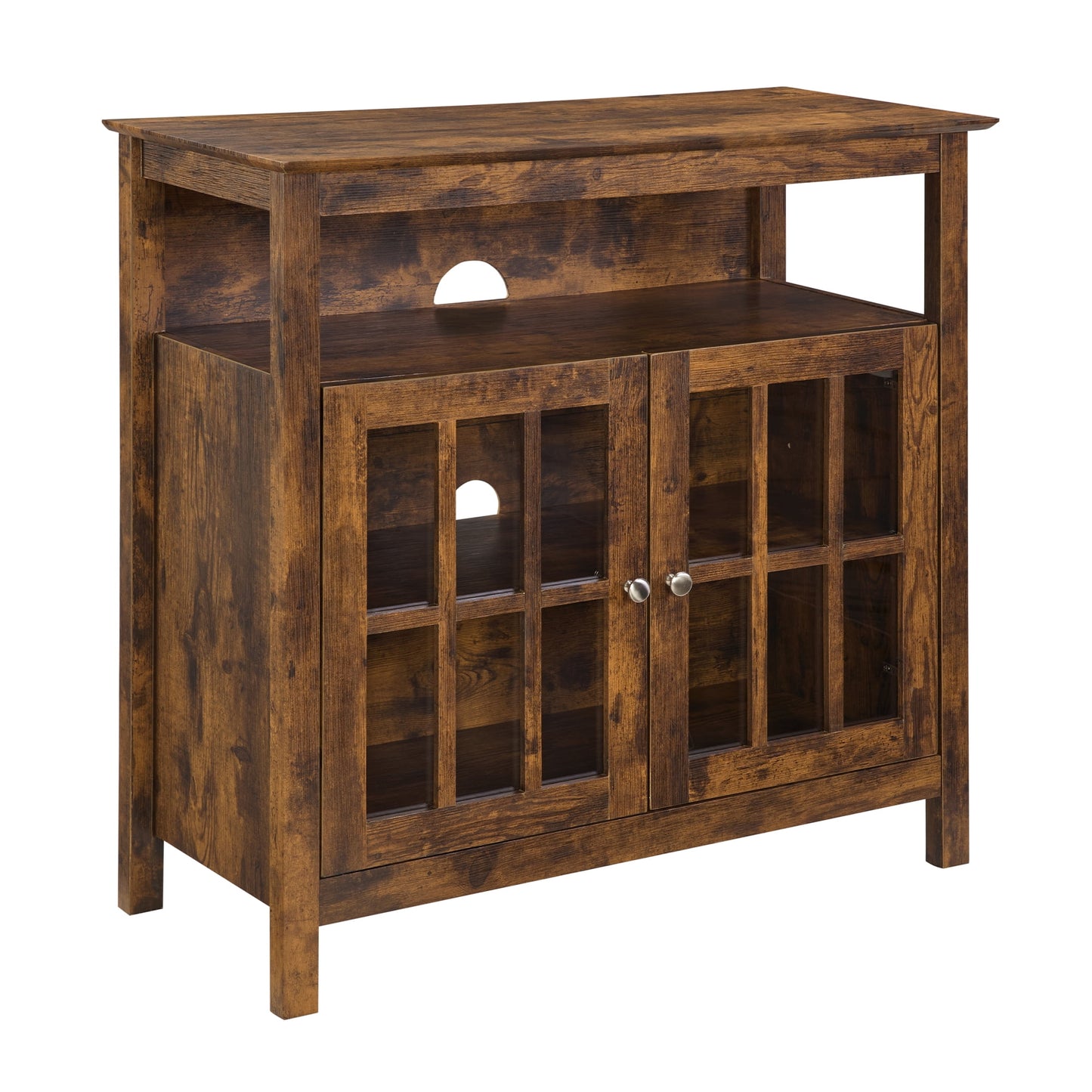 Convenience Concepts Big Sur Highboy TV Stand with Storage Cabinets for TVs up to 40 Inches, Dark Walnut