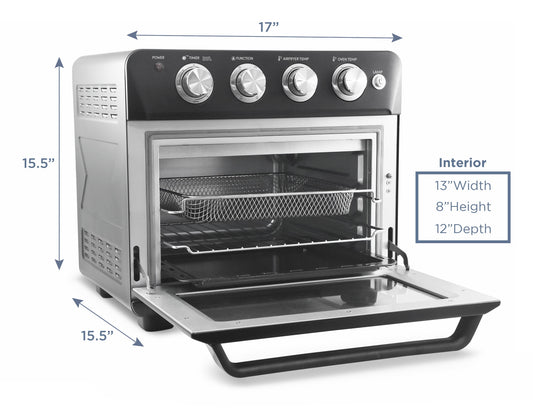 Elite Gourmet Deluxe Air Fryer Oven 25qt, Black - Fast Fry, Bake, Roast, Dehydrate