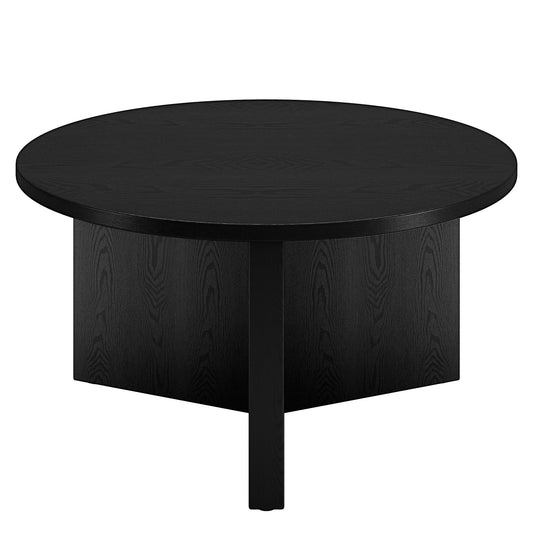 Evelyn&Zoe Anders 32" Wide Round Coffee Table, Black Grain