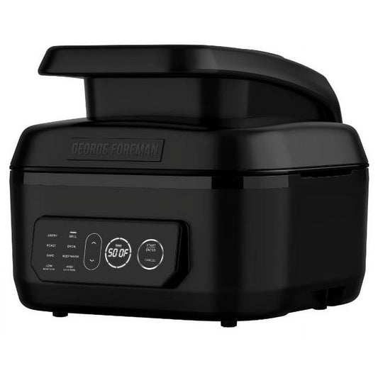 George Foreman 7-Serving 6 Qt Electric Indoor Grill and Air Fryer, 7-in-1 Functionality, Black