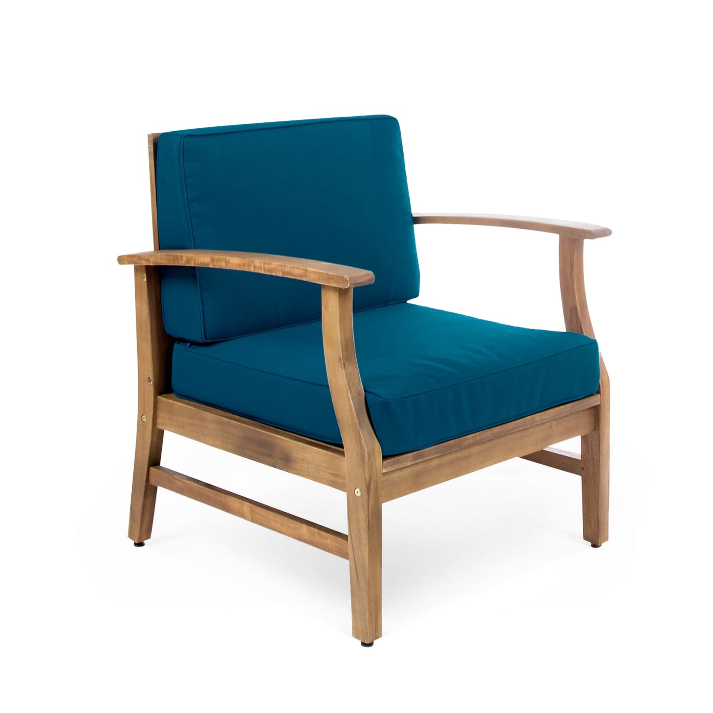 Giancarlo Acacia Wood Outdoor Club Chair, Teak, Blue