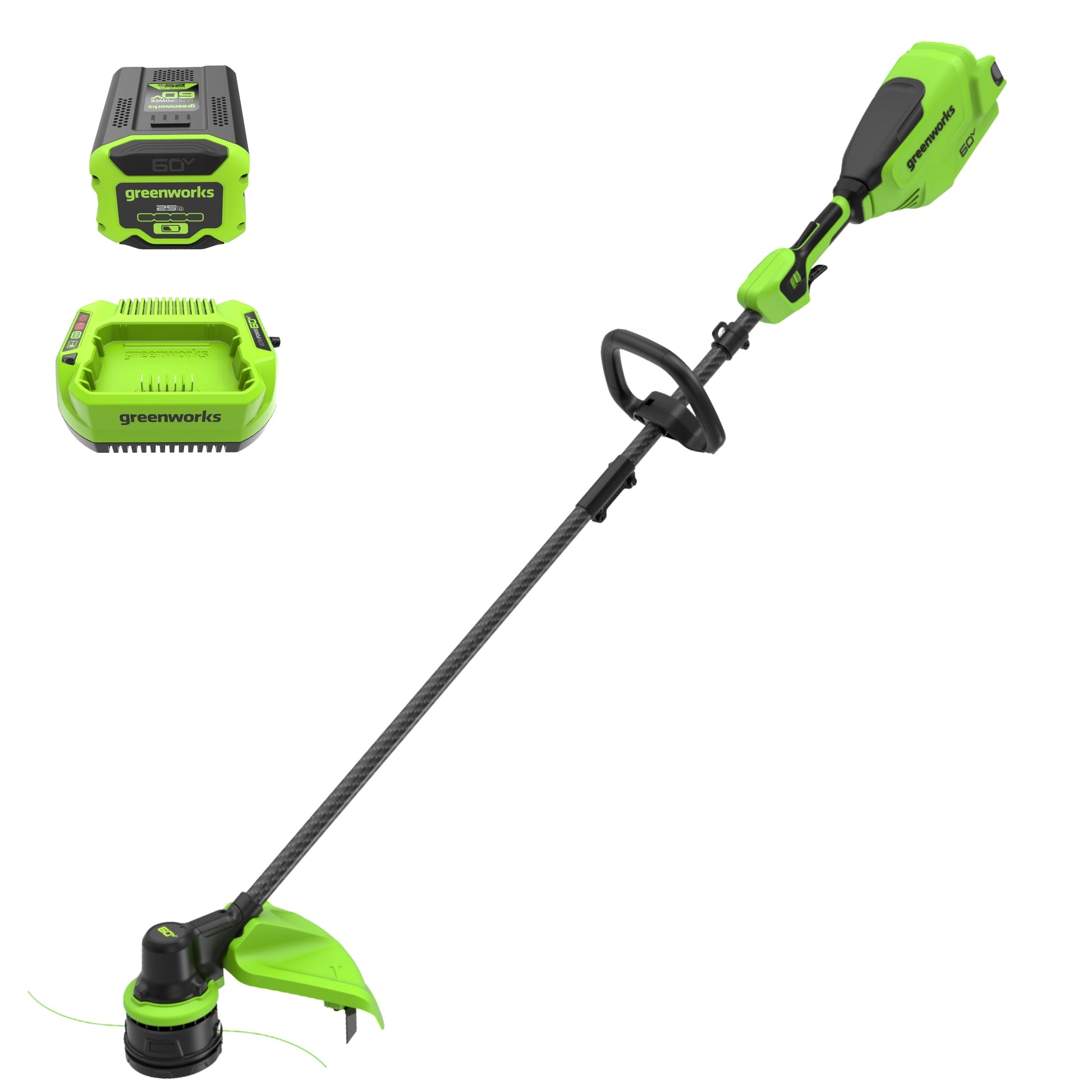 Greenworks 60V 16" Carbon Fiber Shaft String Trimmer with (1) 2.5 Ah Battery & 3A Charger 2136502