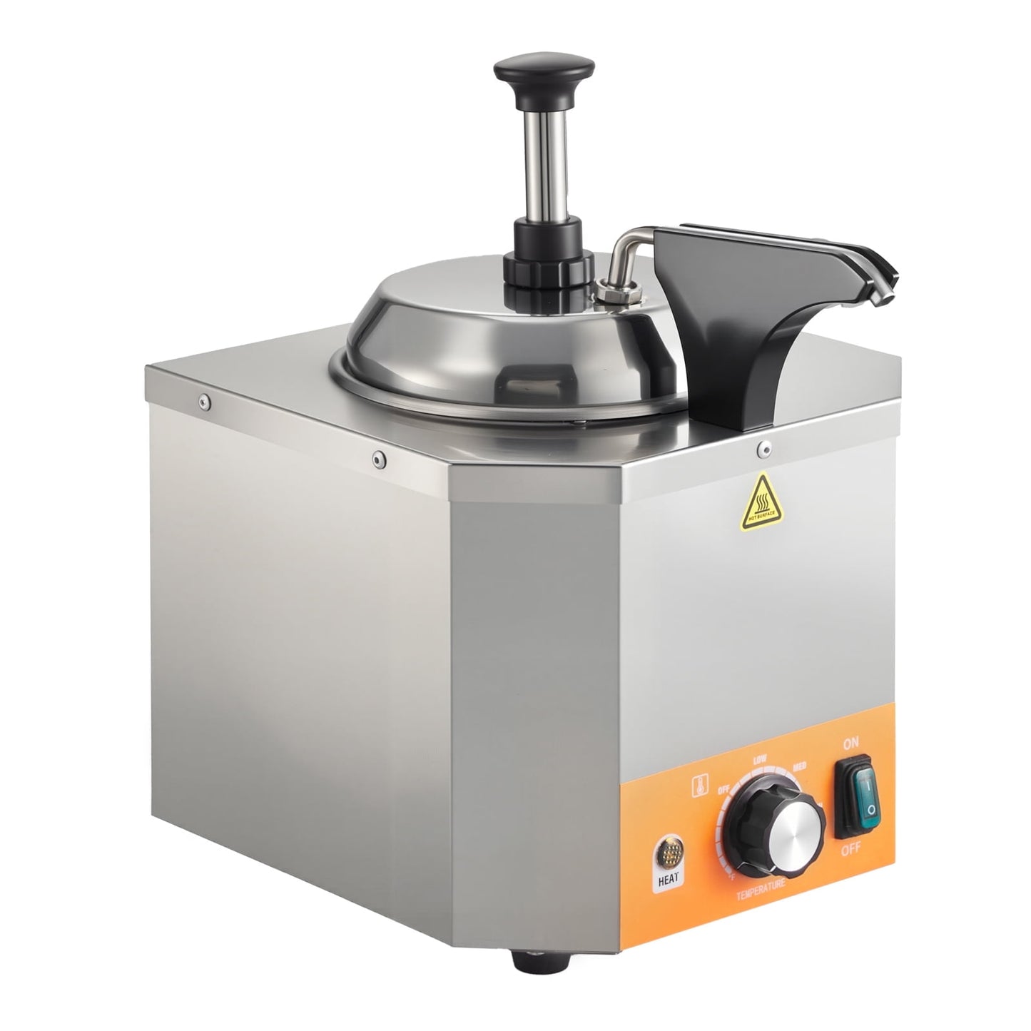 KFFKFF Commercial Electric Sauce Warmer, Hot Fudge Warmer,Cheese Dispenser 2.4L，86-230℉ Temp Adjustable，Stainless Steel Heated Pump Dispenser