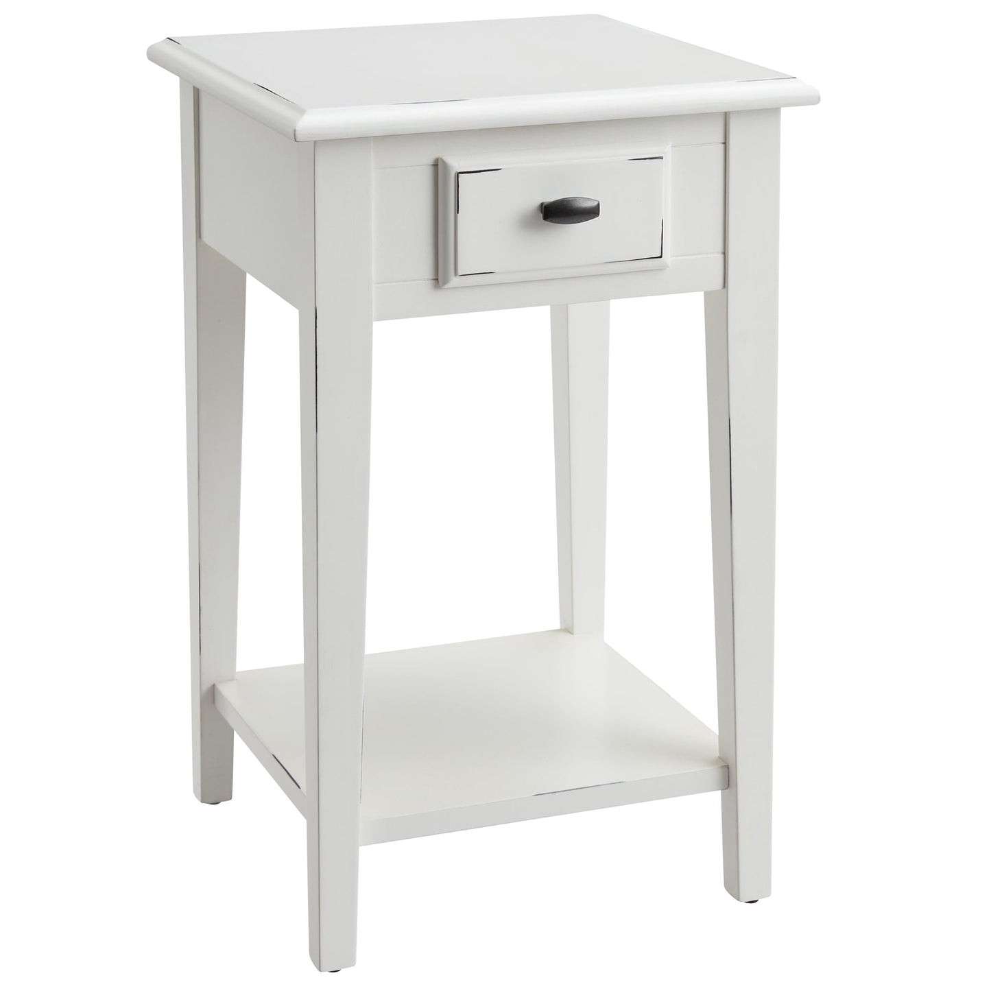 Leick Home Haven Ridge Wood Square 1-Drawer End Table with Shelf, Farmhouse White