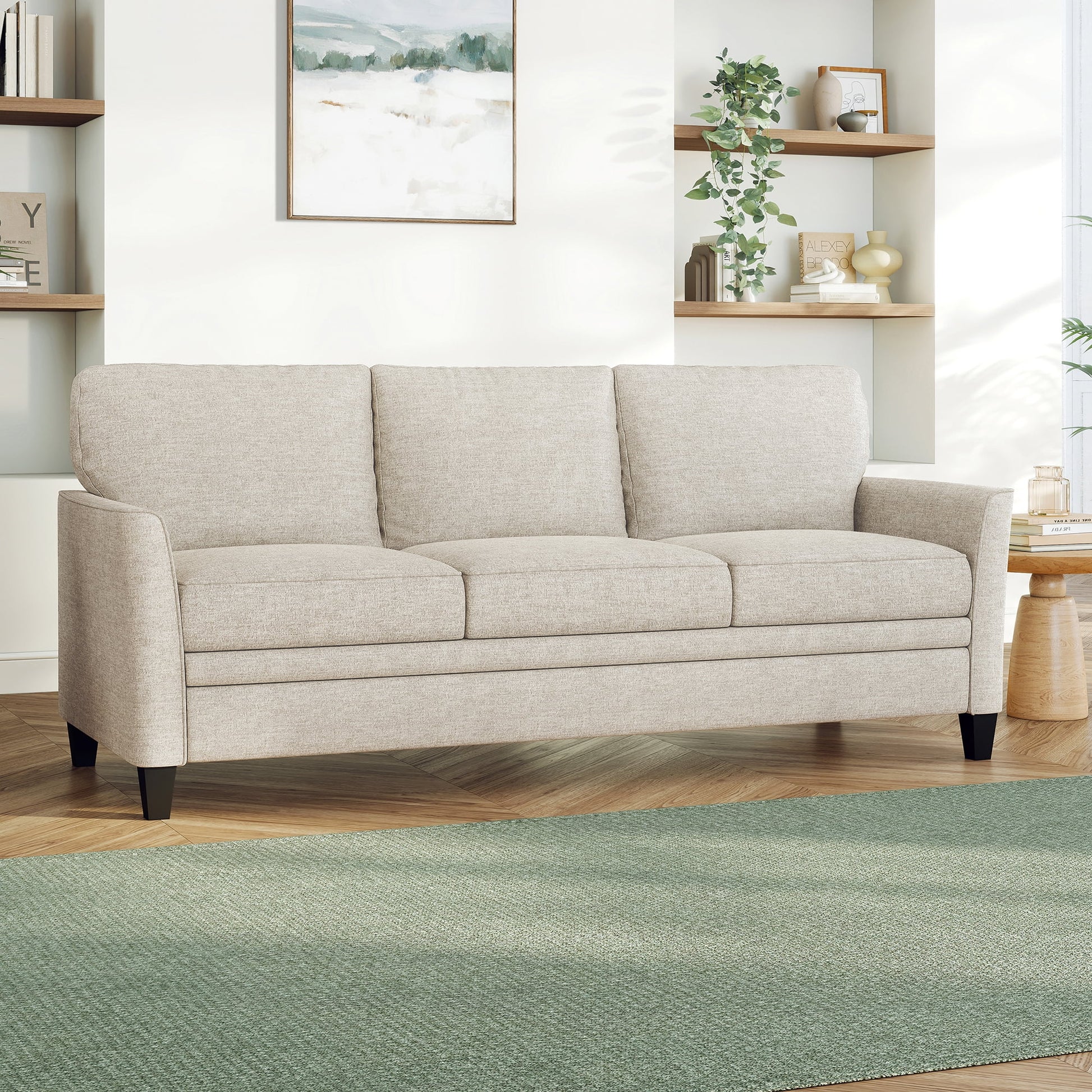Mainstays Kensington 80" 3 Seat Classic Modern Couch, Beige