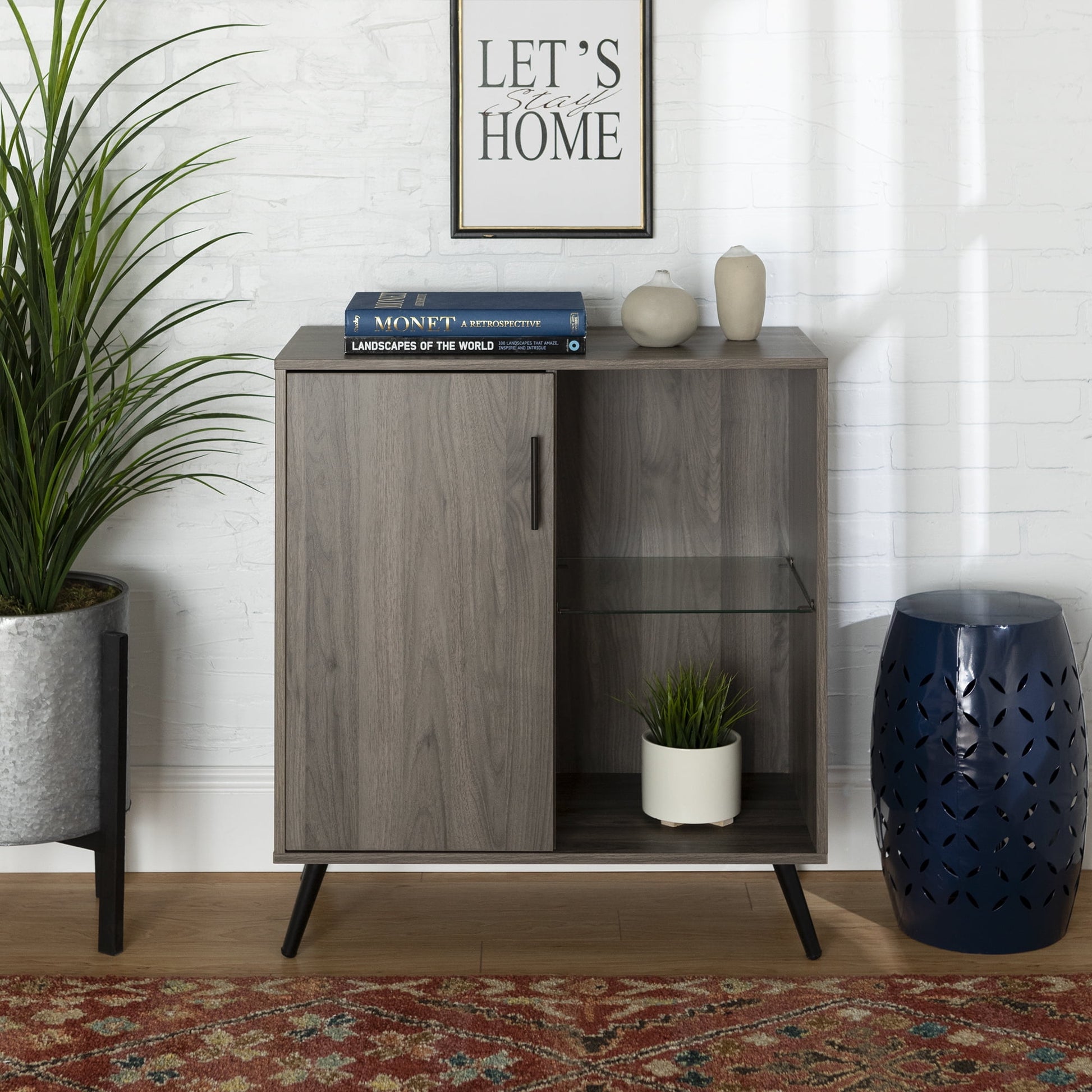 Manor Park Mid-Century Storage Console, Slate Grey