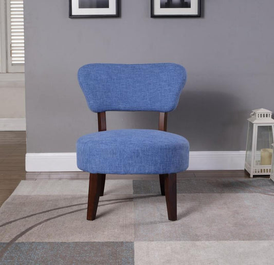 Nathaniel Home Armless Round Seat Accent Chair, Fabric Single Slipper Chair, for Living Room, Blue
