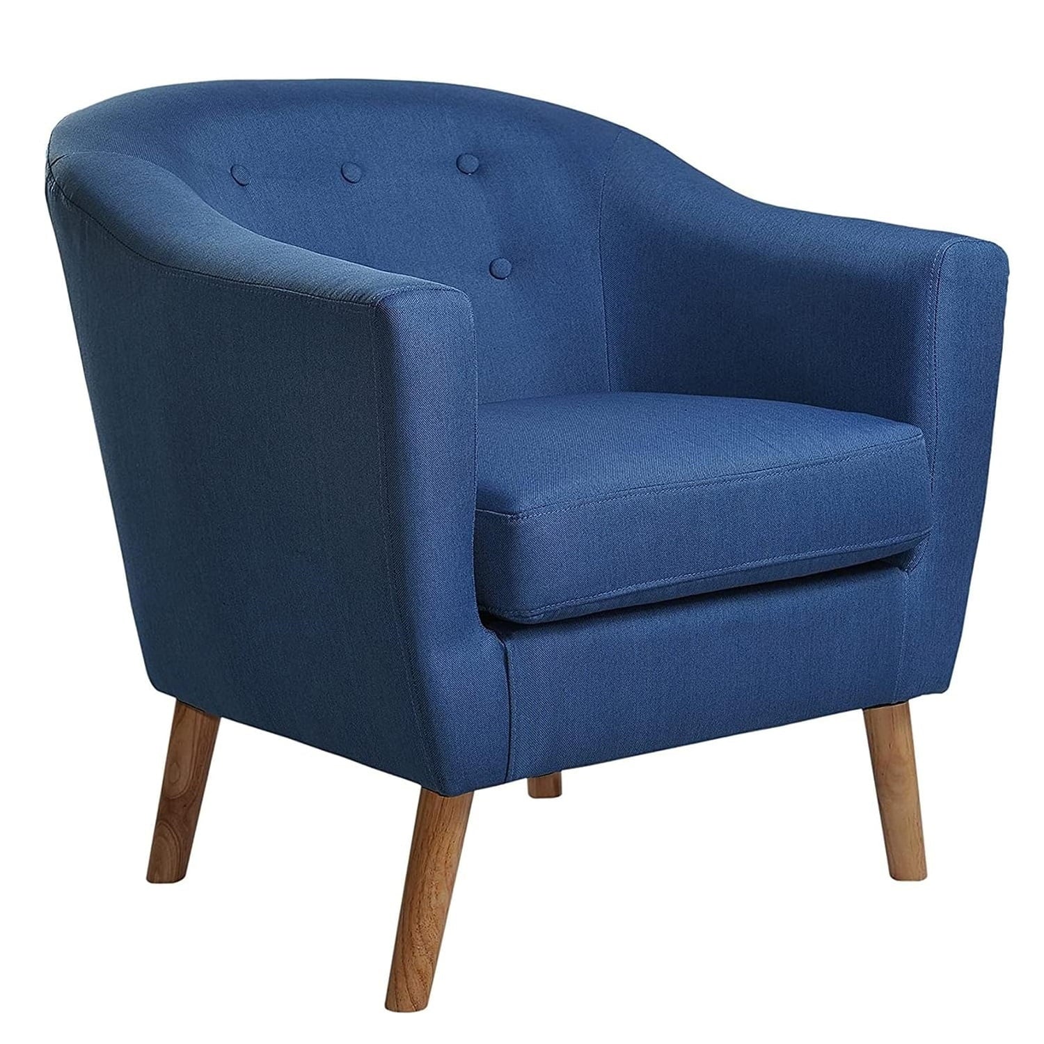 Nathaniel Home, Jason Tub Chair, Tufted Upholstered Armchairs, Club Sofa Chair, Fabric Accent Chair, for Living Room Bedroom Waiting Room, Blue
