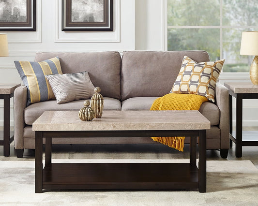 Picket House Furnishings Caleb Marble Top Coffee Table in Espresso