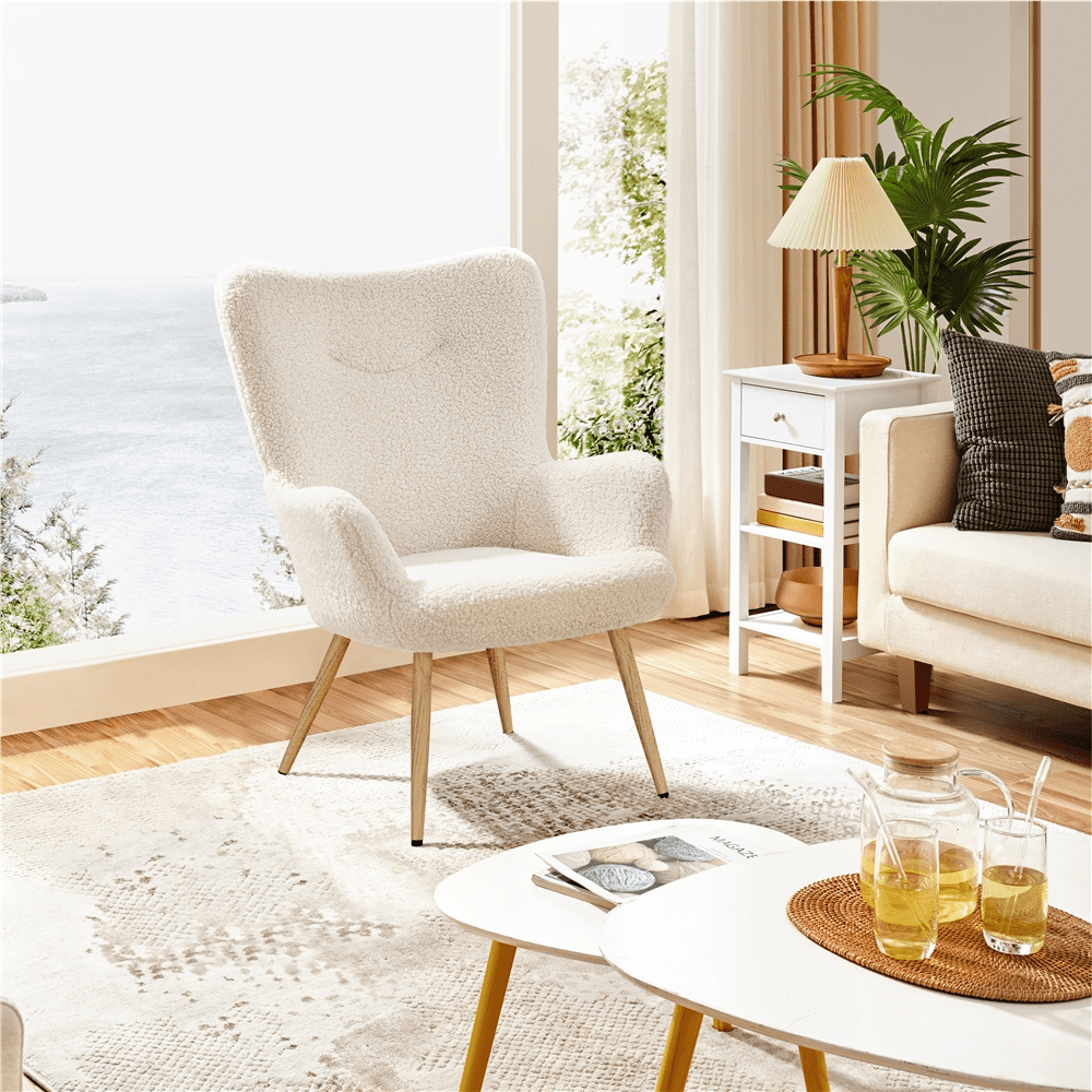 Renwick Boucle Wingback Accent Chair for Livingroom, Ivory