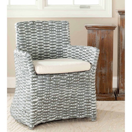 SAFAVIEH Cabana Rattan Arm Chair, Grey White Wash