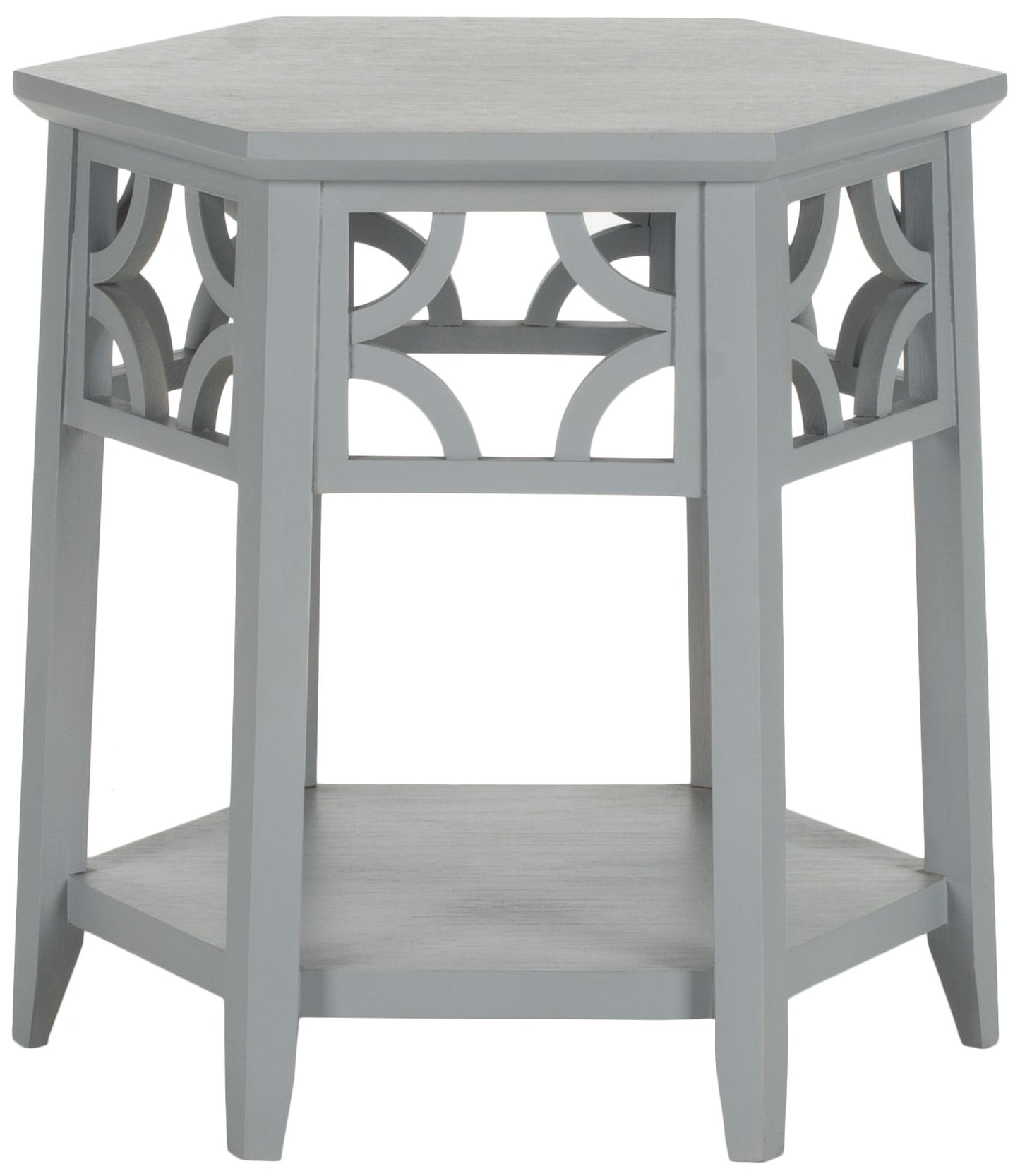 SAFAVIEH Connor Geometric Hexagon End Table w/ Shelf, Brown