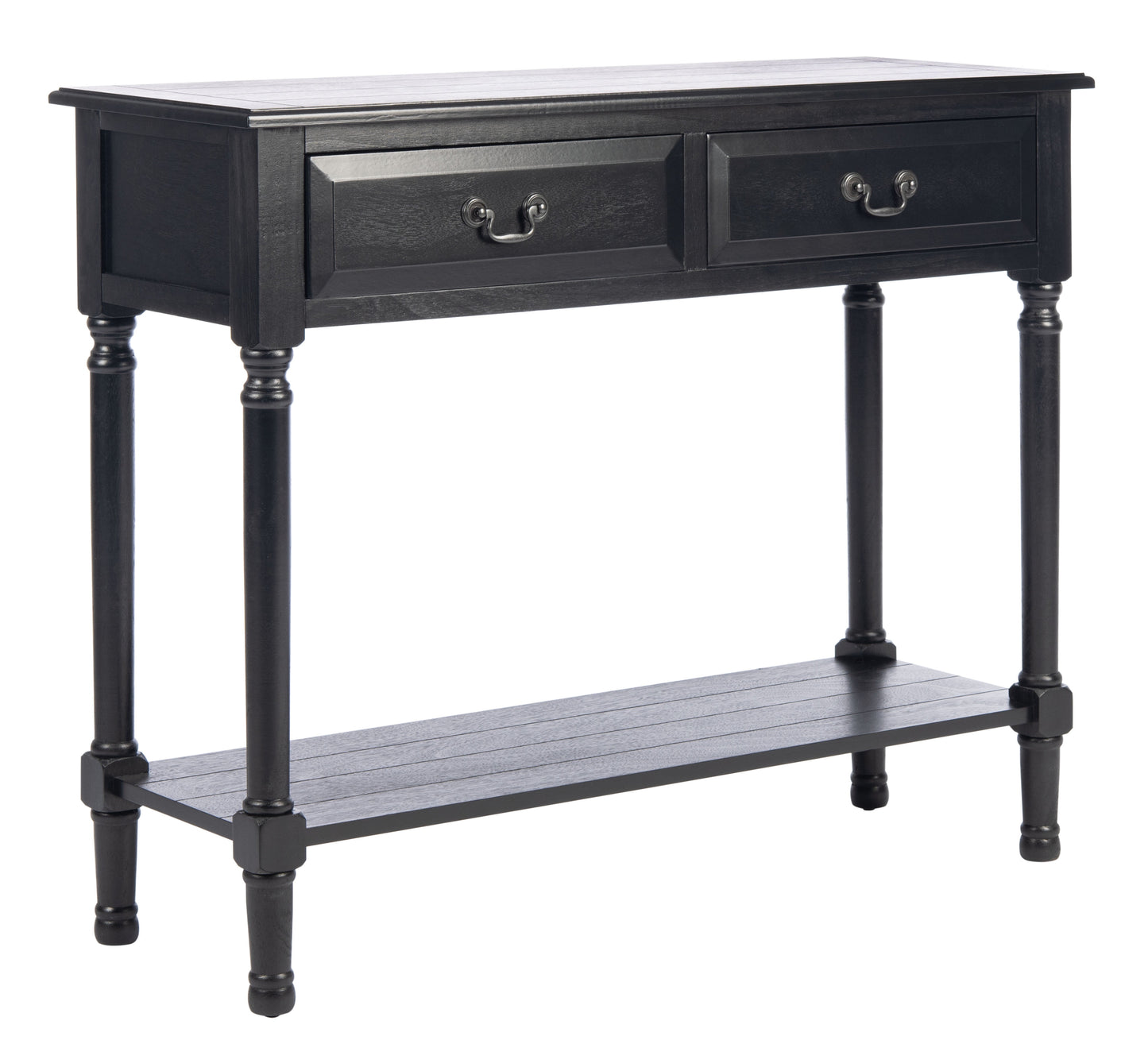 SAFAVIEH Primrose French 2-Drawer Black Wood Rectangle Console Table (35.5 in. W x 13 in. D x 29.5 in. H)