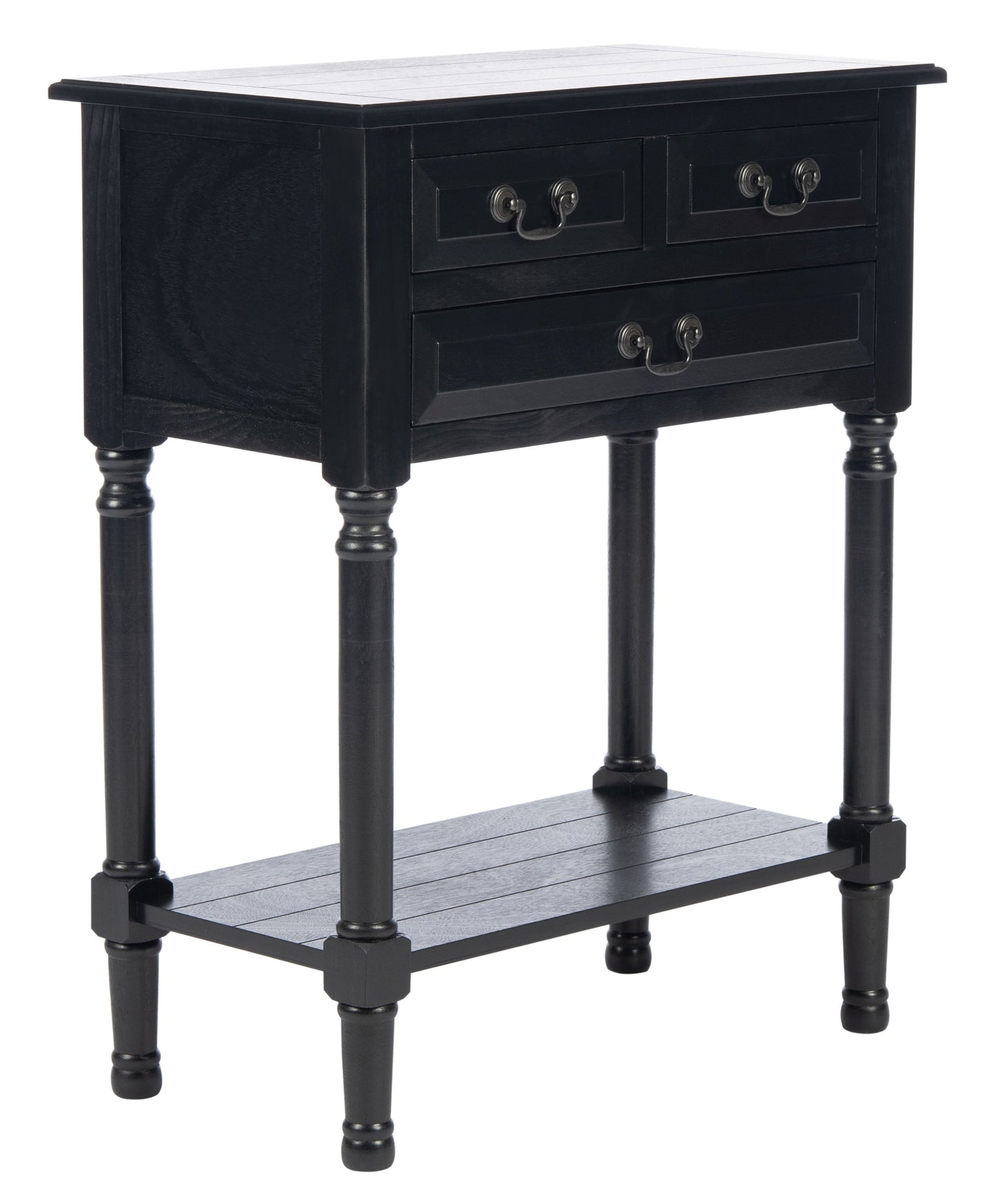 SAFAVIEH Primrose French 3-Drawer Black Wood Rectangle Console Table (23.5 in. W x 13 in. D x 29.5 in. H)