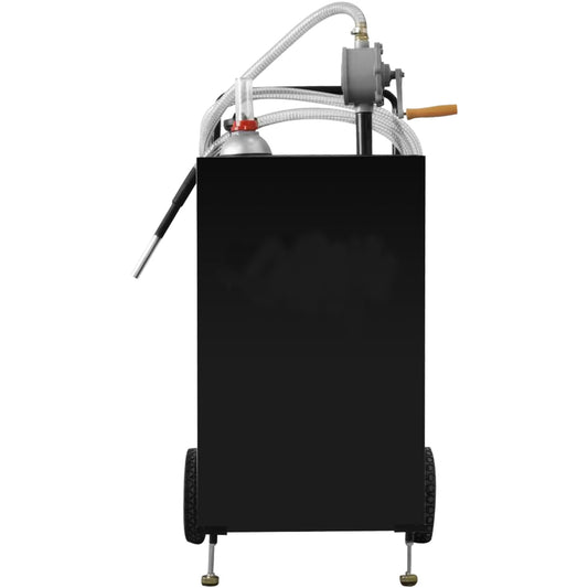 SKYSHALO 30 Gallon Gas Caddy, Black,Fuel Storage Tank with Wheels, Portable Fuel Caddy with Manuel Transfer Pump, Gasoline Diesel Fuel Container For Cars, Lawn Mowers