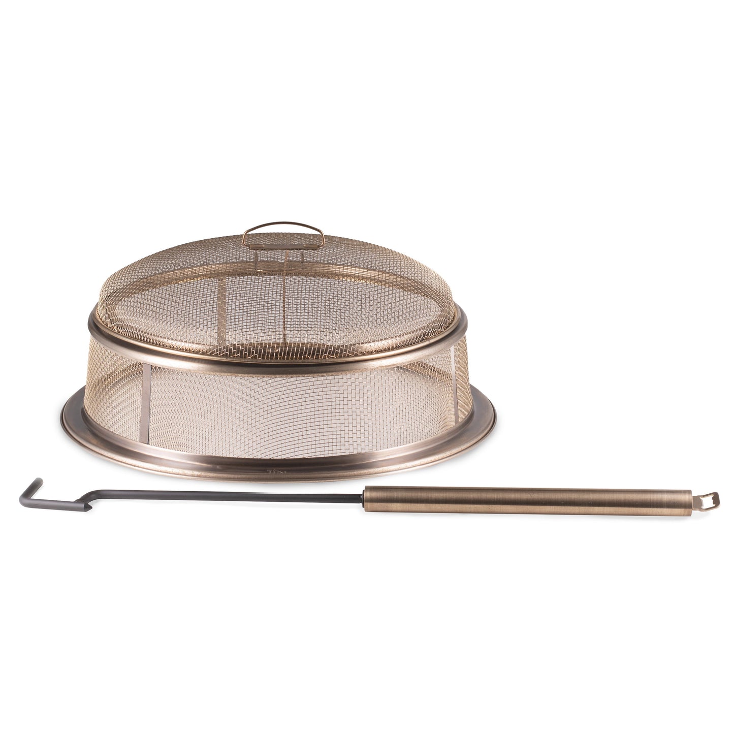 TIKI® Brand 22.1 Diameter Accessory Metal Reunion Fire Pit Screen and 32.9 Inch 2 Piece Poker Black