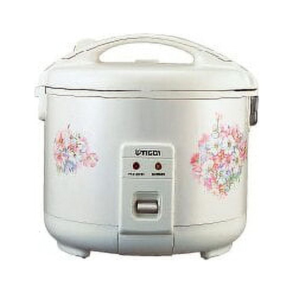 Tiger JNP-1800 10-Cup Electric Rice Cooker, Floral White - Pure Flower Design