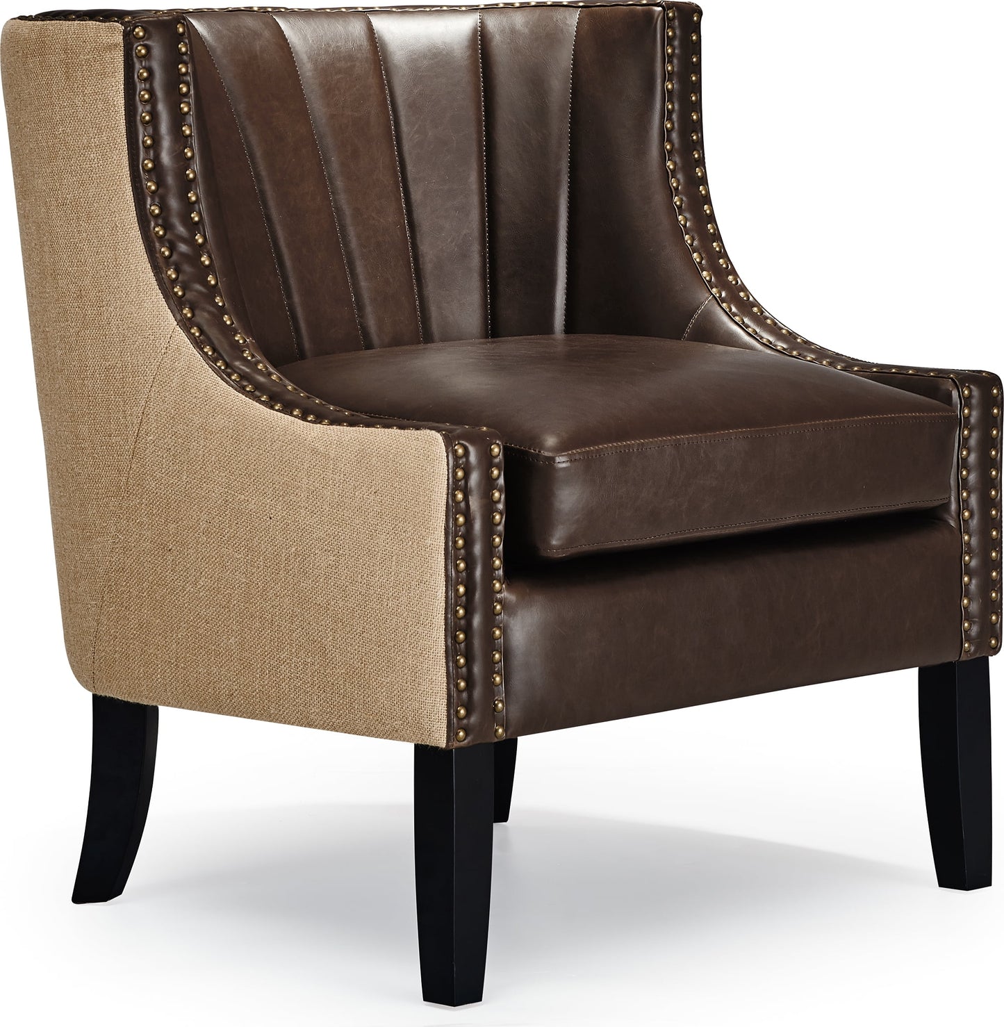Tommy Hilfiger Dorset Traditional Faux Leather Club Accent Chair Brown