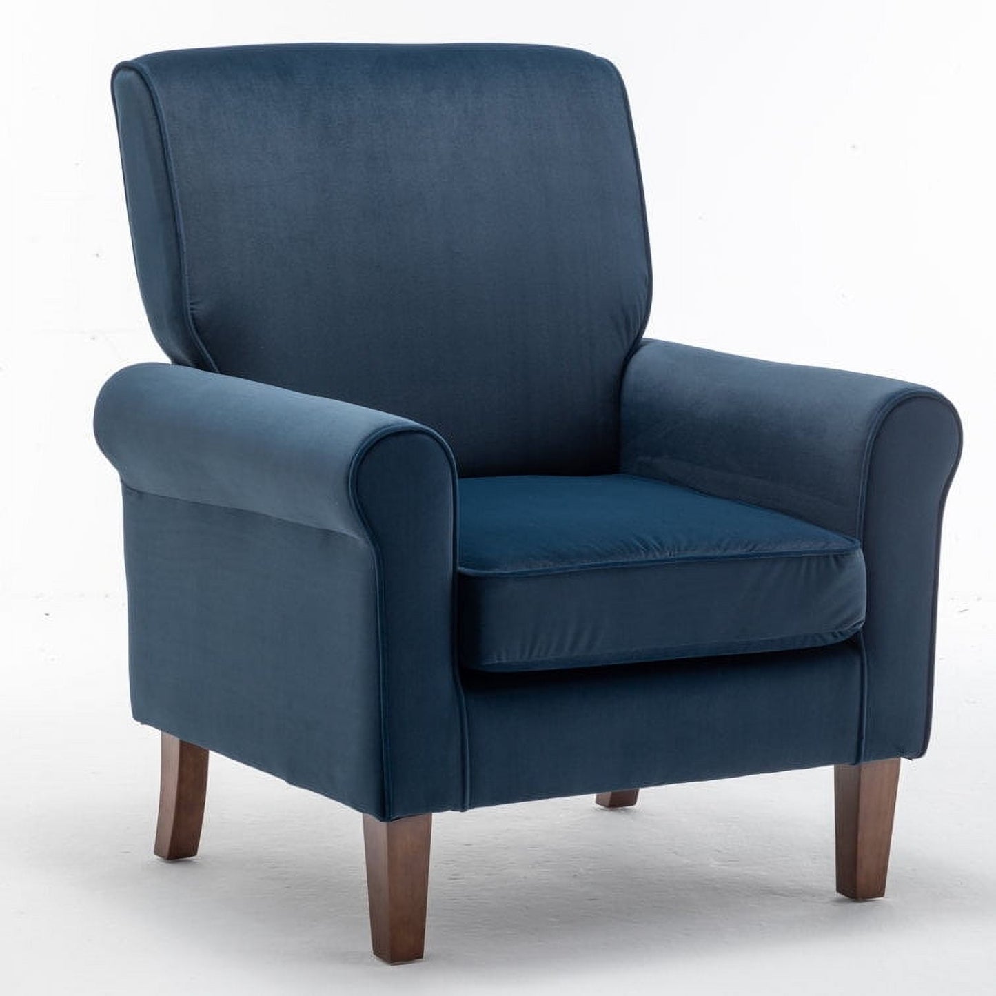 US Pride Furniture Classic Accent Armchair with Birch Wood Frame and Comfortable Rolled Armrests Arm Chairs for Living Room Bedroom and Office Décor Blue