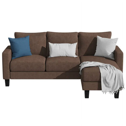 Vineego Convertible Sectional Sofa Couch, 3 Seat L-Shaped Sofa,Dark Gray