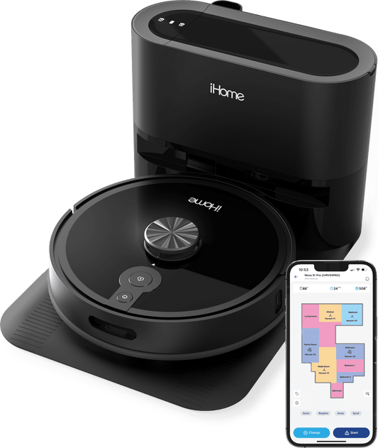 iHome AutoVac Nova S1 Pro Self Empty Robot Vacuum, LIDAR Mapping, 150 Min Runtime, Strong Suction, New